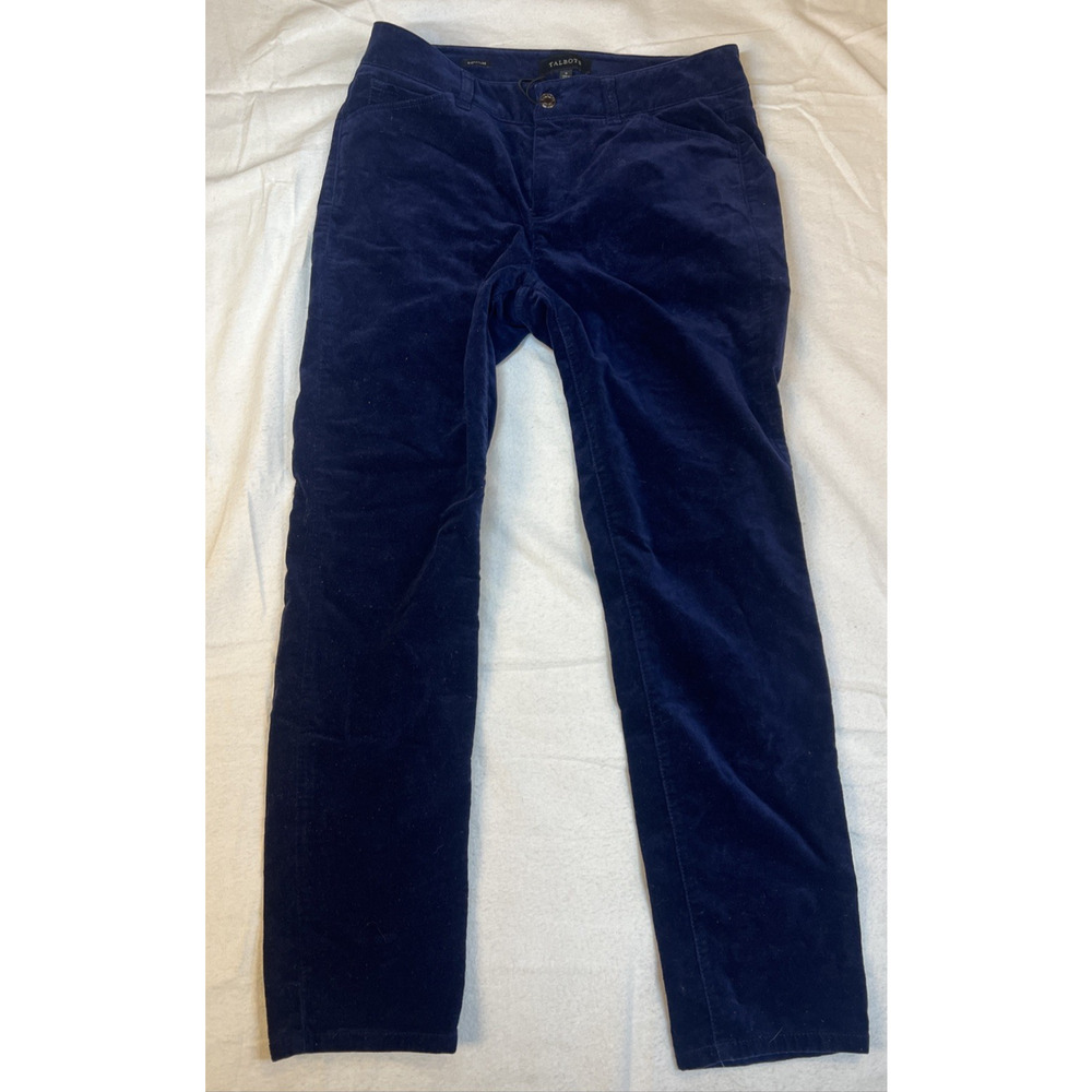 Talbot Signature Velour Navy Blue Pants Tapered Size 8 Mid Rise